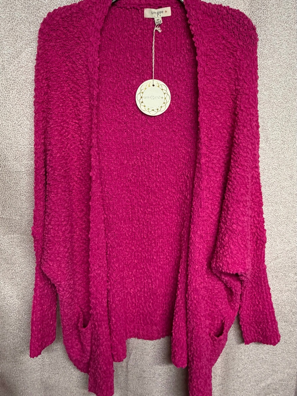 Umgee Magenta Popcorn Knit Cardigan Sweater Women’s Size XL New